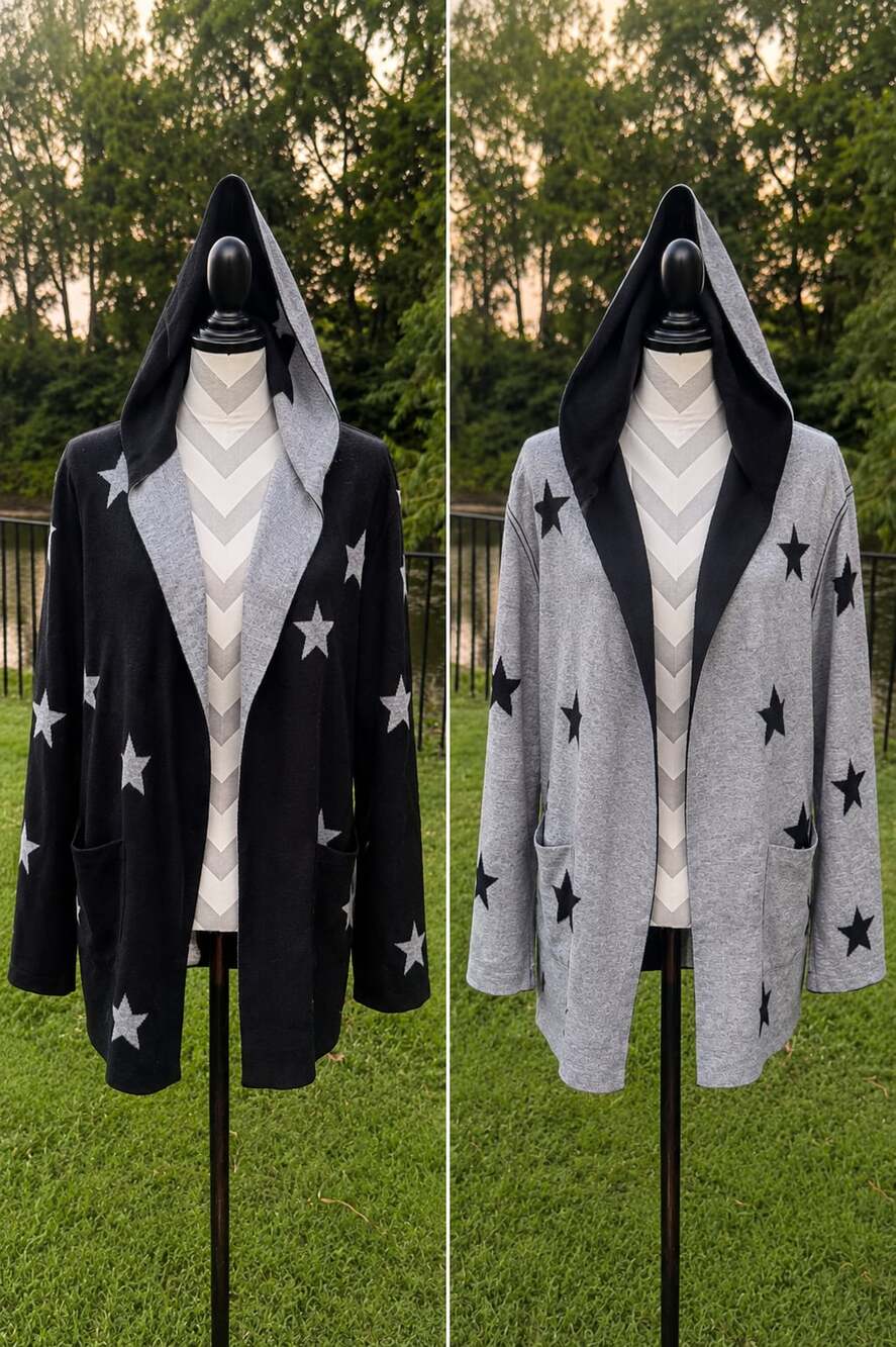 Splendid Sydney Reversible Hooded Star Print Cardigan